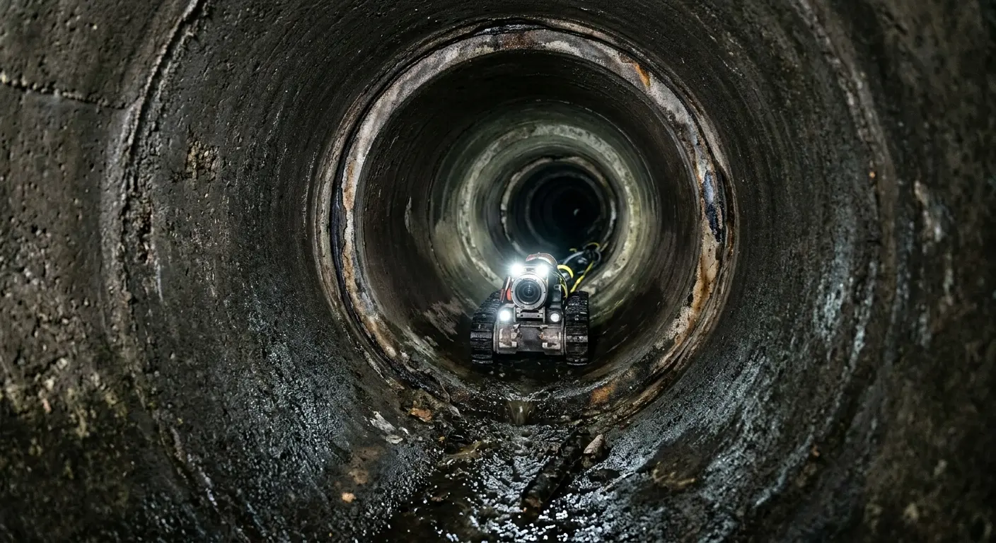 Robotic sewer camera inspecting pipe interior for Drain Snake Service in South Lakes